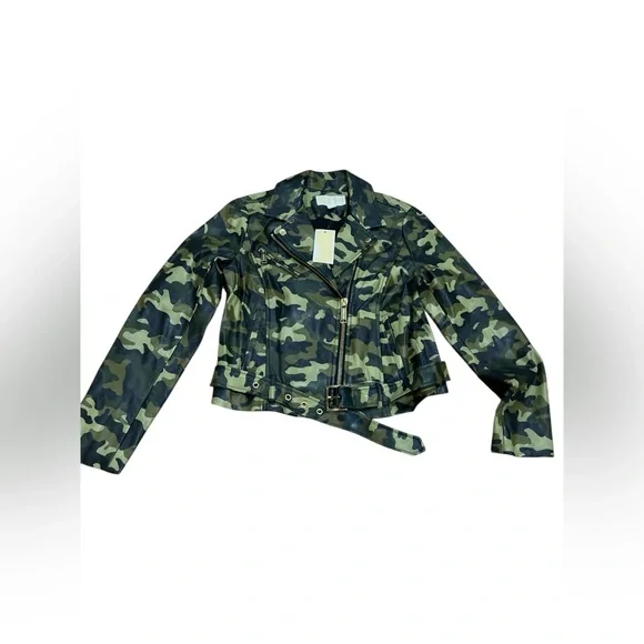 Michael Kors Camouflage Women Faux Leather Jacket Size S NWT - Picture 1 of 6